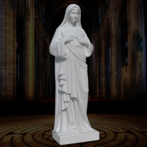 Outdoor White Marble Carved Our Lady of Lourdes Statue Stone Virgin Mary Sculpture