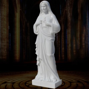 Outdoor White Marble Carved Our Lady of Lourdes Statue Stone Virgin Mary Sculpture