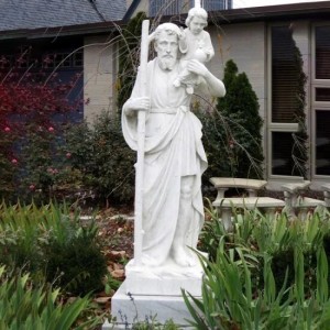 White Marble Religious Statue Joseph With Baby Jesus Statue For Sale