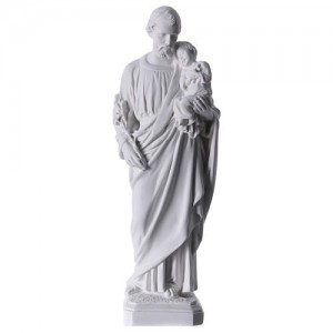 White Marble Religious Statue Joseph With Baby Jesus Statue For Sale