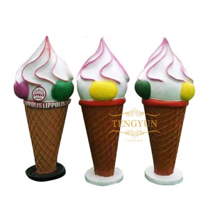 China Factory Statues Public Decorative Resin Sculptures Colorful Ice Lolly Fiberglass Ice Cream Cone Ornaments