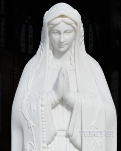 Garden Outdoor Decor White Marble Carvings Our Lady of Fatima Prayer And Shepherd Children Sculptures