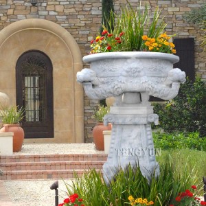 Outdoor Decorative Big Size Stone Flowerpots