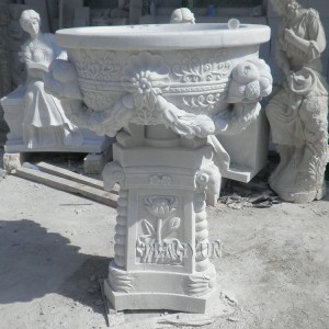 Factory best selling Hand Carved Garden Decorative Stone Flowerpots