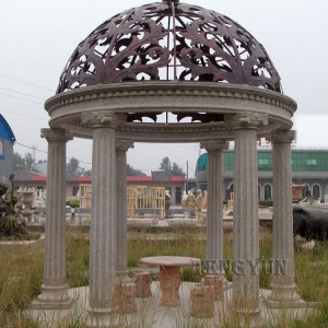 China Factory for White Marble Stone Round Pavillion Sculpture Garden Outdoor Marble Gazebo