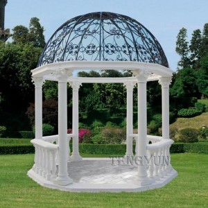 Wholesale Discount Carving Garden Marble Gazebo with Metal Roof