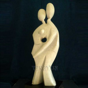 Stone Figure White Sculpture Marble Man and Woman Abstract Statue