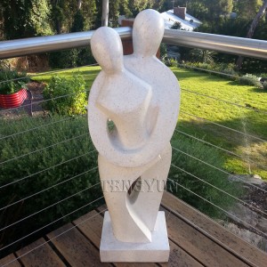 OEM/ODM Manufacturer Stone Handmade Abstract Love Couple Statue Granite Kissing Sculpture For Garden
