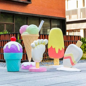 Modern Fashion Design Garden Large Size Resin Fiberglass Ice-Cream Sculptures for Sale