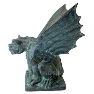 Doordash Hanging Cast Bronze Griffin Statue With Big Wings Brass Gargoyle Sculptures For Roof Decoration