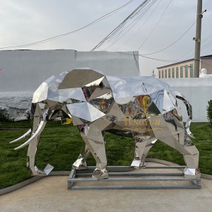Outdoor Animal Sculpture Stainless Steel Elephant Geometric Abstract Sculptures