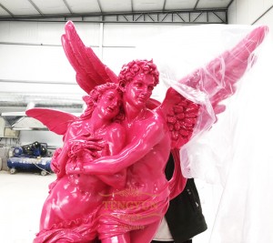 China Factory Custom Fiberglass Cupid And Psyche Art Statue Life Size Ancient Angels For Garden Decoration