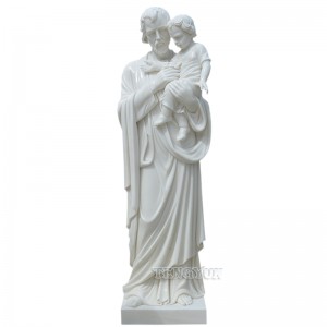 Religious Christian Life Size St. Joseph Holds Baby Jesus Marble Statue Christian Church Decorative Statues