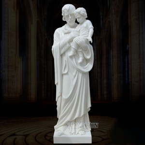 Religious Christian Life Size St. Joseph Holds Baby Jesus Marble Statue Christian Church Decorative Statues