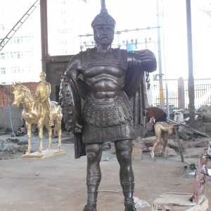 Bronze Roman human warrior with spear