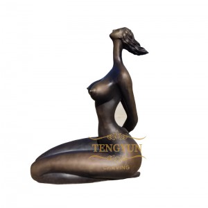 Self-Designed Modern Abstract Female Statues Bronze Nude Female Yoga Woman Sculpture