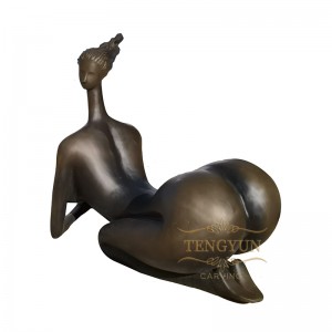 New Design Bronze Figures Art Abstract Nude Erotic Lady Statue Lying With Her Stomach