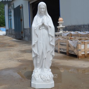 Home Decorative Small Size White Marble Our Lady Of Lourdes Statues Praying Virgin Mary Figurine