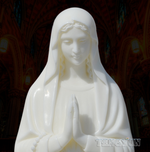 Life Size Marble Hand Carved Our Lady of Lourdes Statue And Kneeling Praying Nun Sculpture