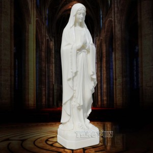 Life Size Marble Hand Carved Our Lady of Lourdes Statue And Kneeling Praying Nun Sculpture