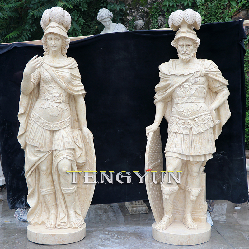 Source Factory Stone Warriors Art Marble Male And Female Warrior Statues With Armour Sculpture