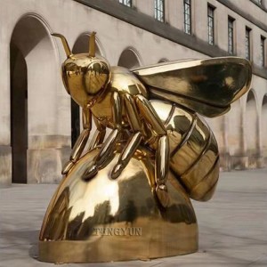 Outdoor Large Decorative Stainless Steel Bee Sculpture Park Decor Metal Insects Art Sculptures For Sale