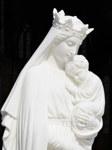 Church Famous Figure Sculpture St Mary With Baby Jesus Stone Carving Reigious Marble Statue