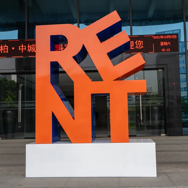 Chinese wholesale Colorful Large Landscape Stainless Steel Letter Sculpture for City