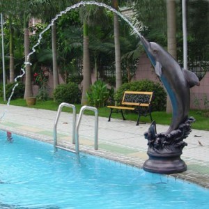 Garden Outdoor White Marble Dolphin Sculpture Water Fountain Animal Sculpture Fountains