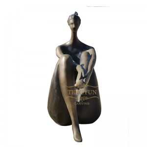 Home Decorative Metal Contemporary Sitting Nude Abstract Girl Bronze Statue For Sale