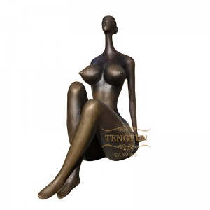 Life Size Modern Bronze Statue of Chubby Female Metal Sculpture Abstract Art Woman Statue