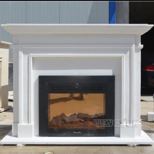 Marble Fireplace Surround Modern Simple American Line Marble Mantel Decorative Stone Fireplace With TV Above