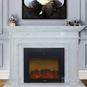 Marble Fireplace Surround Modern Simple American Line Marble Mantel Decorative Stone Fireplace With TV Above