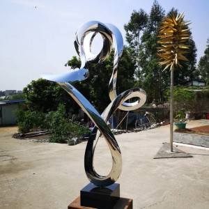 Park outdoor garden decor modern abstract metal sculpture spiral mirror polished art stainless steel sculpture