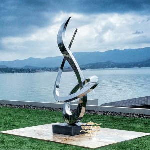 Park outdoor garden decor modern abstract metal sculpture spiral mirror polished art stainless steel sculpture