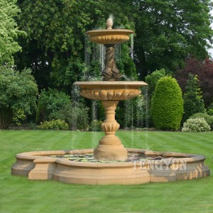 Factory Selling High Quality Outdoor Garden 3 Tiers Hand Carved Natural White Stone Marble Water Fountain for Sale