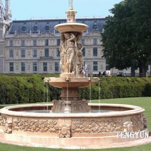 Garden White Marble Carved Tiers Water Fountain