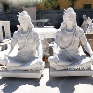 High Quality Stone Figure Carving Large White Marble Hindu God Sculpture Marble Lord Shiva Statue