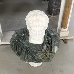 Natural White And Green Marble Stone Carved Classic Greek & Roman Busts For Sale