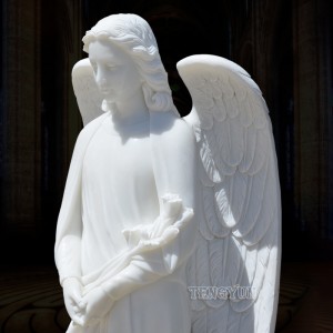 Garden Outdoor White Marble Church European-Style Stone Prayer Guardian Angel Sculptures