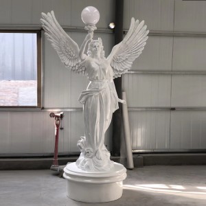 Large Size Garden Outdoor Decorative Fiberglass Angel Statue Lamp Resin Lighting Angels Sculpture