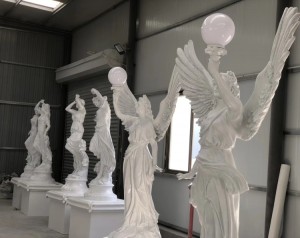 OEM China Chinese Statue Factory Custom Ornament Figure Sculpture Lady Lamp Angel Wings Statue Resin Statue