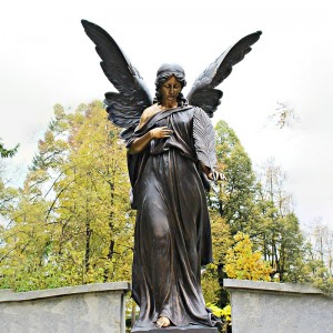 Bronze angel statue with wings