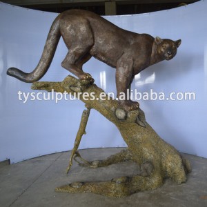 Garden Outdoor Decor Metal Cougar Sculpture Life Size Leopard Bronze Cheetah Statues For Sale