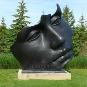 Garden Outdoor Modern Large Cast Famous Bronze Human Broken Face Abstract Head Statue for Sale