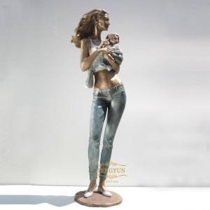 Custom Made Modern Statue Beautiful Mother Holiding Baby Sculpture