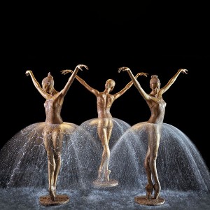 Modern Design Art Bronze Life Size Dancing Ballerina Girl Fountain Statue Copper Water Fountain Girl Sculpture