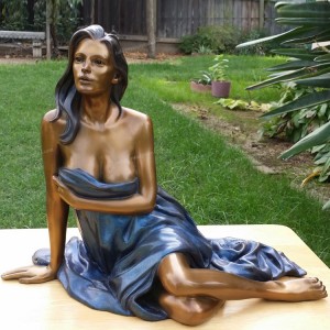 Life Size Bronze Naked Female Statue With Cloth Sexy Half Naked Woman Statues
