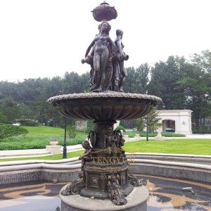 China Artwork Water Fountain Bronze Nude Lady Statue Water Feature Brass Water Fountain for Garden
