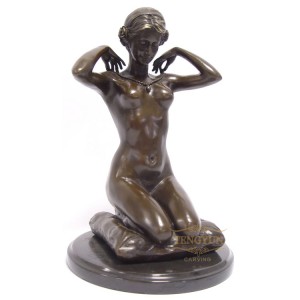 Indoor Decorative Elegant Kneeling Naked Woman Life Size Metal Nude Girl Sculpture